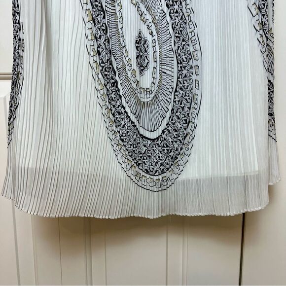 WHITE HOUSE BLACK MARKET Pleated Paisley Maxi Strapless Dress White Black Size 2 - Picture 5 of 9